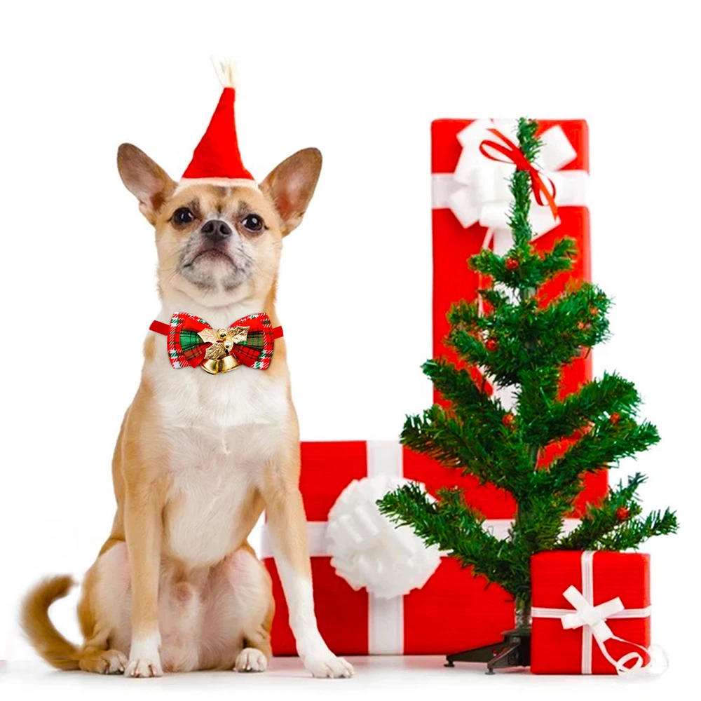 50/100 stücke Glocke Hund Bowtie Hund Weihnachten Fliege Kragen Für Hunde Bögen Weihnachten Hund Pflege Zubehör Pet liefert Für Hunde – Detail 3