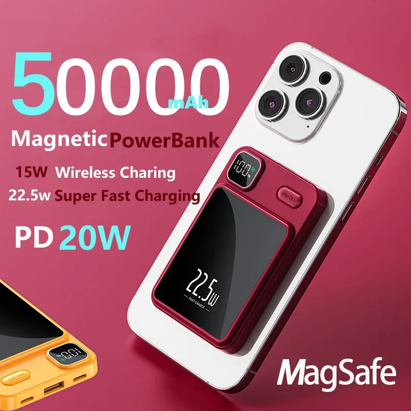 10000mAh Portable Magnetic Power Bank Fast Wireless Charger for Iphone 12 13 14 Pro Max Macsafe External Auxiliary Battery Pack