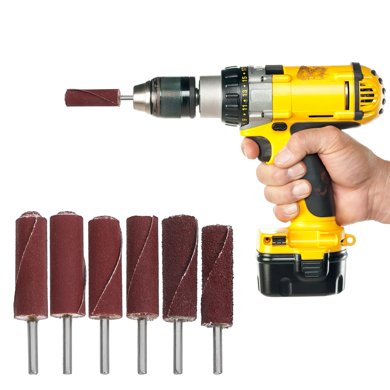 

7Pcs Sanding Drum Kit Cylinder Sandpaper Mandrels for Woodworking Grinding Polishing Rotary Tool Abrasive Flap Wheels