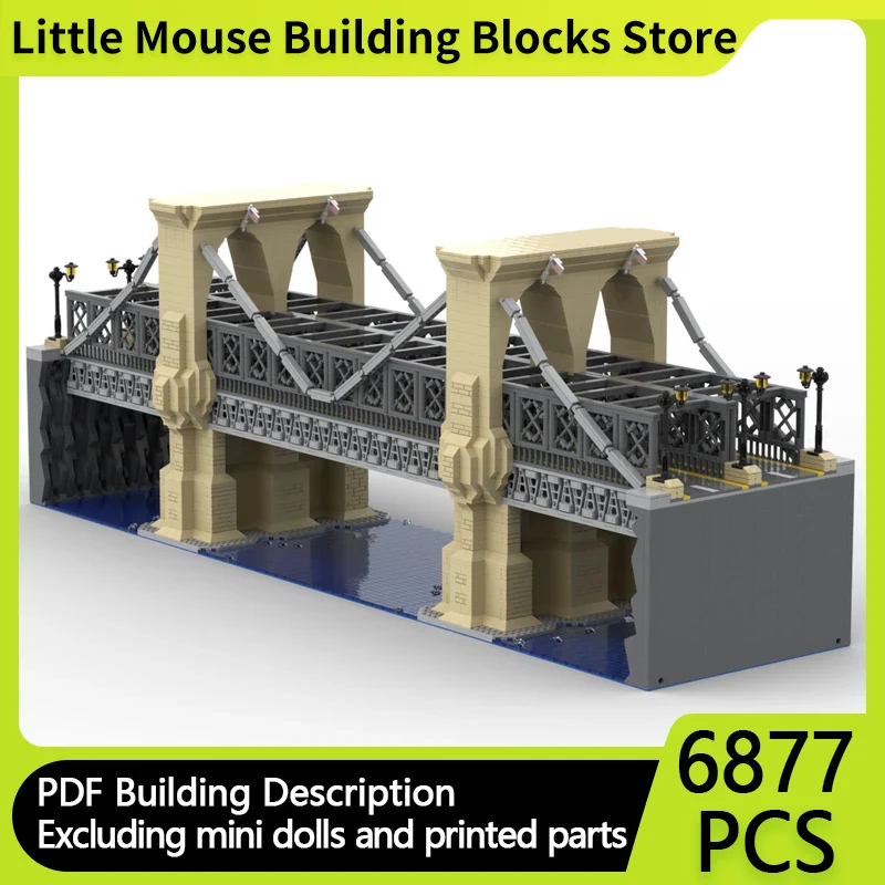 City Street View Model MOC Building Bricks The New York Bridge Modular Technology Gifts Holiday Assemble Children Toys Suit