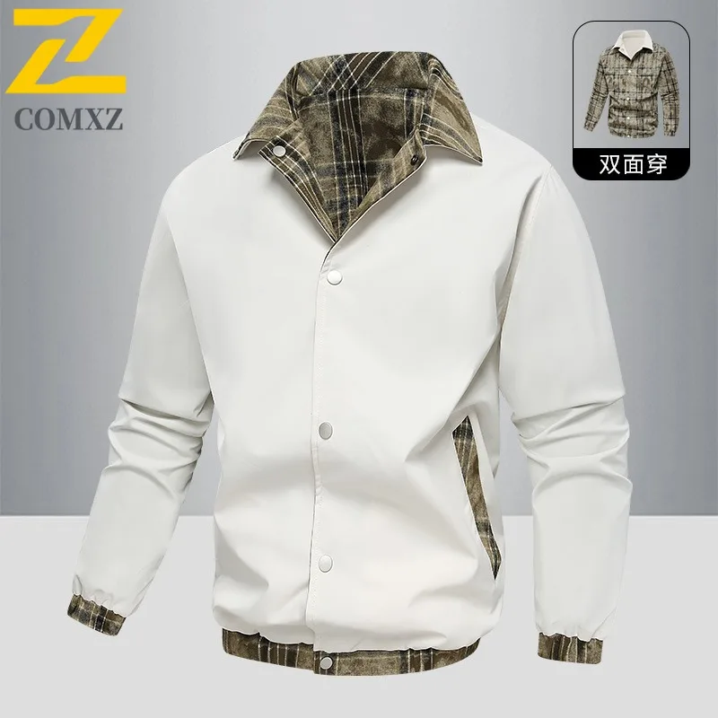 

COMXZ 2025 Reversible Coat Spring Versatile Japanese Vintage Loose Casual Brand Premium Handsome Jacket Coat