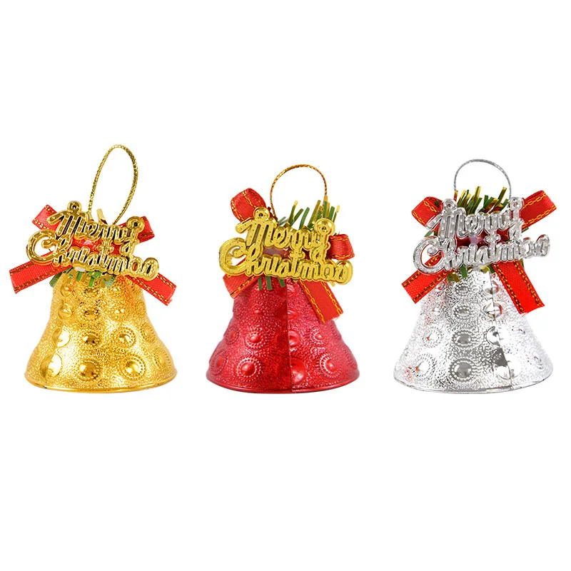 4Pcs 4.5cm Merry Christmas Plastic Bell DIY Christmas Tree Pendant Electroplated Bell Festival Decoration Xmas Party Crafts