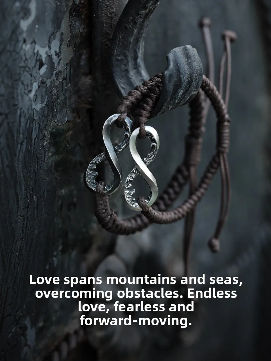 

Original Design Couple Bracelets Silver S999 Pure Silver Mobius Ring Hand Cord for Boyfriend And Girlfriend Fashion Jewelry
