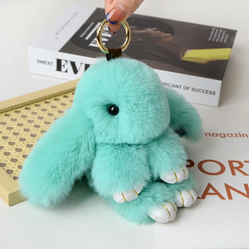 Mini Rabbit Keychain Rabbit Plush Ball Keychain Women\'s Bag Decoration Pendant Car Key Accessories Plush Doll Plush Toy Girl Gif