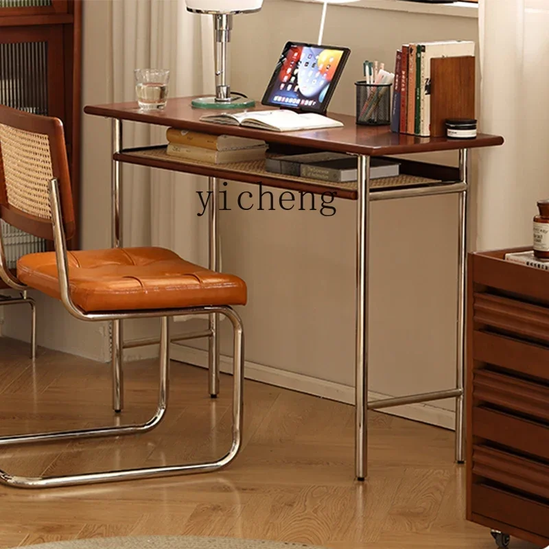Desk Bedroom Girls' Stainless Steel Home Living Room Office Computer Desk Light Luxury Modern Small Table