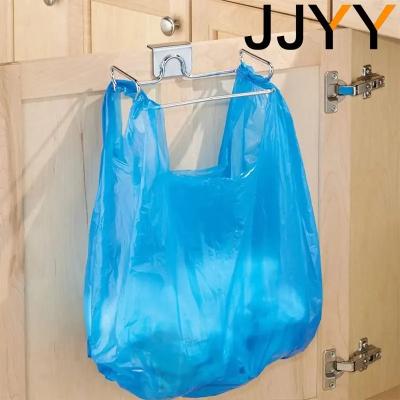 Kitchen Trash Rack Cabinet Door Garbage Bags Holder Stainless Steel Closet Garbage Storage Holder