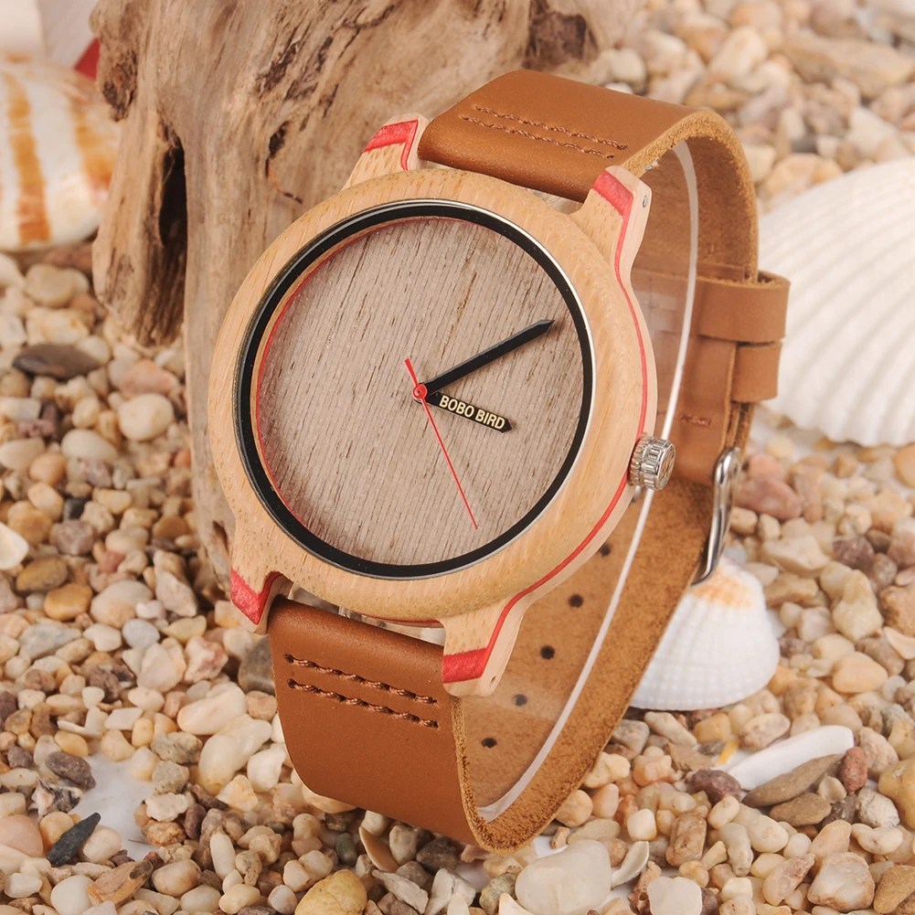 BOBO BIRD Watch Men Women Wooden Quartz Leather Strap Wristwatches Ladies Timepieces Clock Customized Great Gifts DropShipping