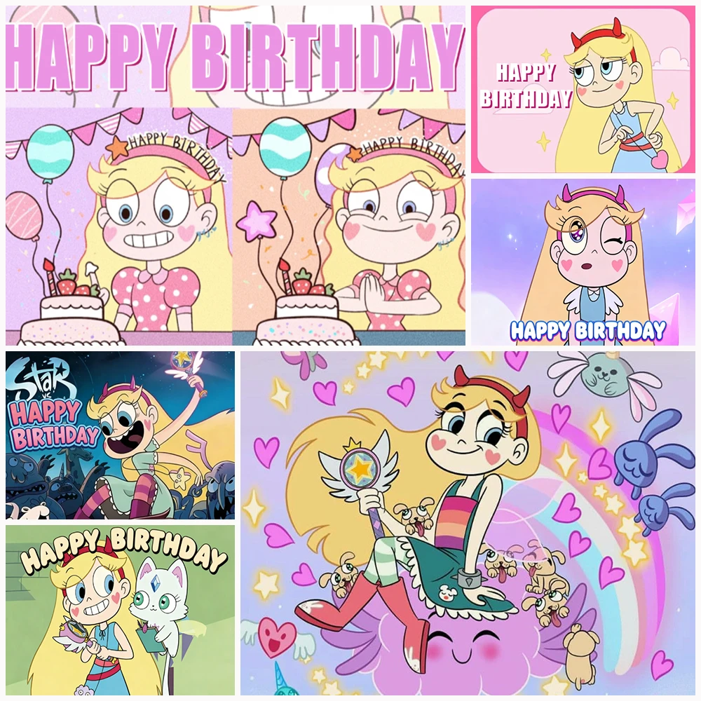 

Disney Animation Star vs. the Forces of Evil Birthday Party Decorations Backdrop Princess Unicorn Kids Photography Background