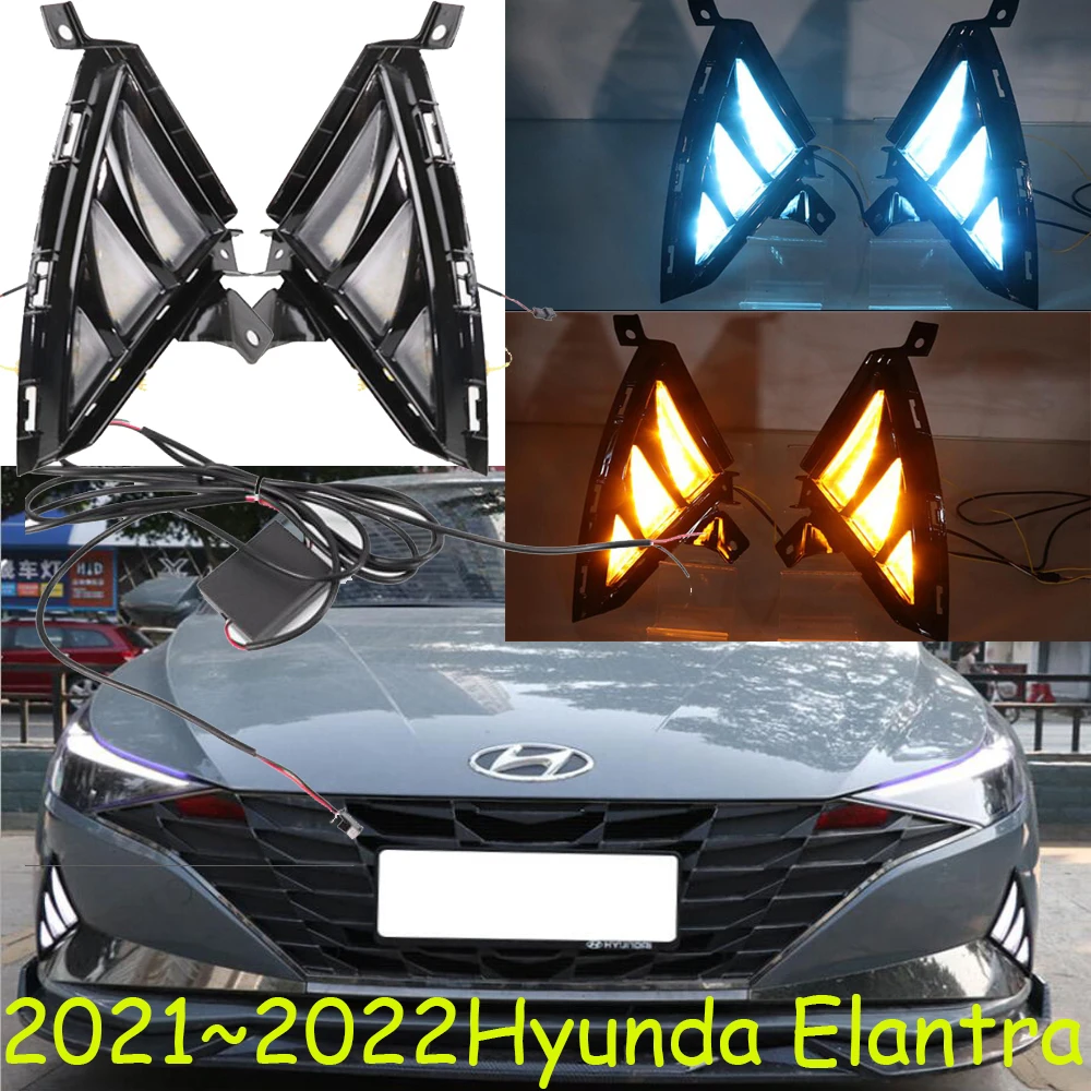 Car Bumper Headlight For Elantra Daytime Light 2021~2022y DRL Car Accessories LED Headlamp Elantra Fog Light