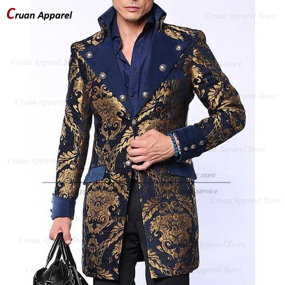 Newest Luxury Men Suit Sets 2 Pieces Fashion Party Slim Fit Printing Clothes Evening Dinner Elegant Shiny Blazer Pants Outfits