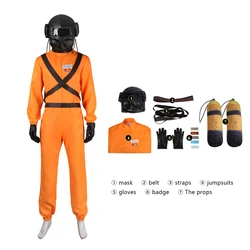 High Quality Game Lethal Company Cosplay Costume Red Jumpsuits Mask Clothing Jumpsuit  Men Halloween Role Play Party