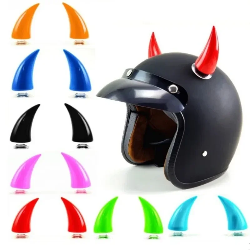 2 pcs Helmet Decoration Devil Horn Colorful Motorcycle Bicycle Large Size Decoration Helmet Sticker Accessories