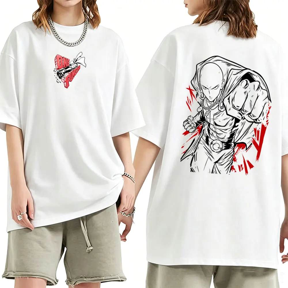 Anime One Punch Man T Shirts Tops Manga Garou Saitama Graphic T-shirt Men's Women Fashion Oversized Streetwear Male Casual Tees