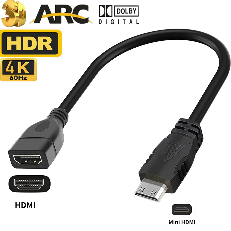 Cable mini HDMI to HDMI cable HDMI Type C Ultra short HDMI Mini HDMI cable for Digital camera Tablets Laptop 4K 30Hz HDMI 1.4V