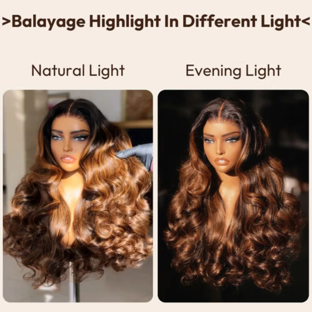 UNice No-Slip Cap 7x5 Lace Balayage Highlight Body Wave Wig With Drawstring 100% Human Hair Glueless Wig