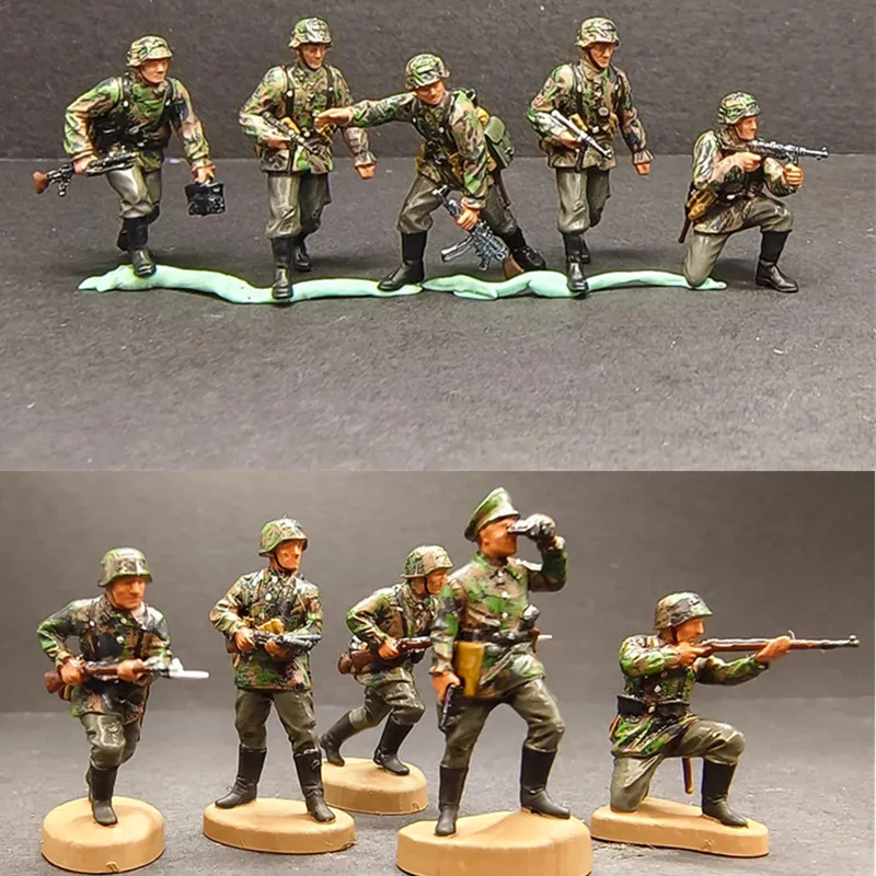 1/72 Scale 5pcs Resin German Soldiers  Action Figures Model Toy DIY Plane Tank Scene Accessory Collection Display Dolls Fan Gift