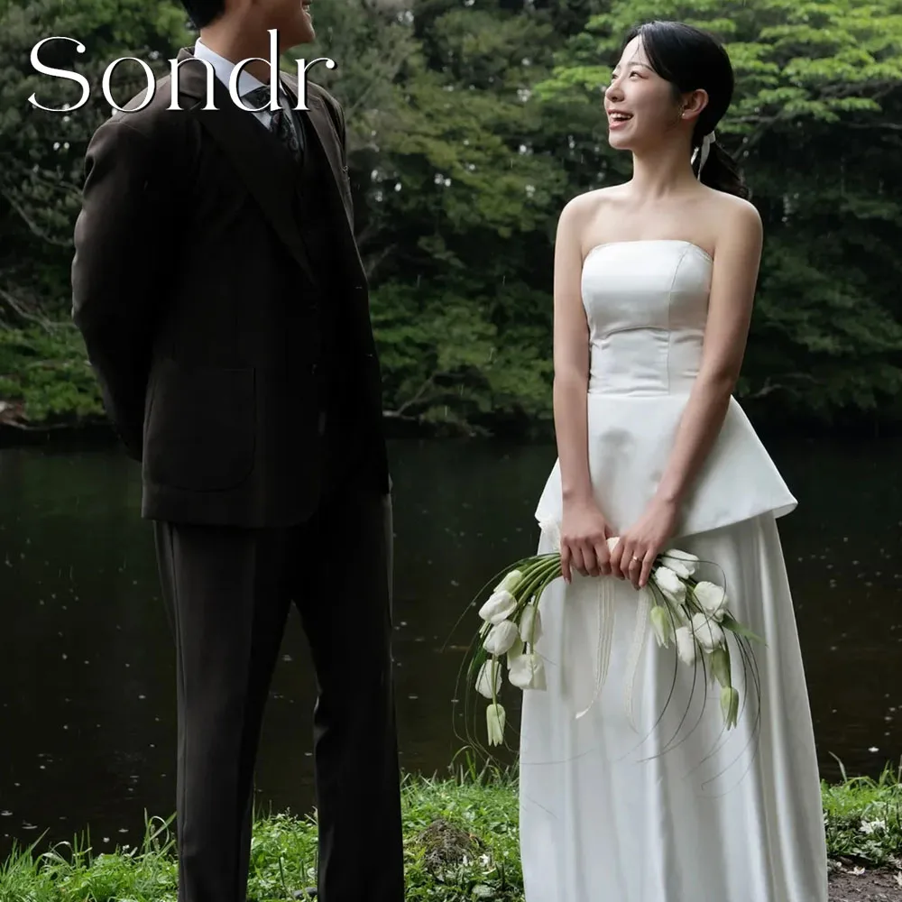 

Sondr Customized Silk Satin Strapless Korean Wedding Dresses Corset Back Bridal Wedding Party Dress Evening Gown 2026 New