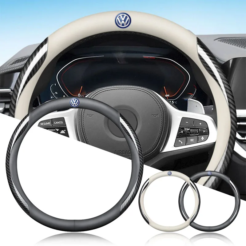 

Fashion Car Suede Carbon Fiber Leather Steering Wheel Cover Caps For VW Lavida POLO Tiguan Passat Golf EOS Scirocco Jetta