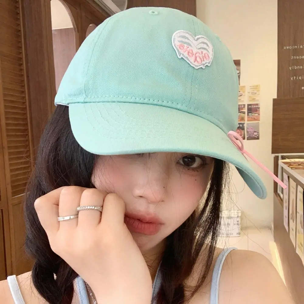 

Casual Embroidery Love Heart Baseball Cap Sunscreen Cotton Sun Hat Snapback Korean Style Peaked Cap Outdoor