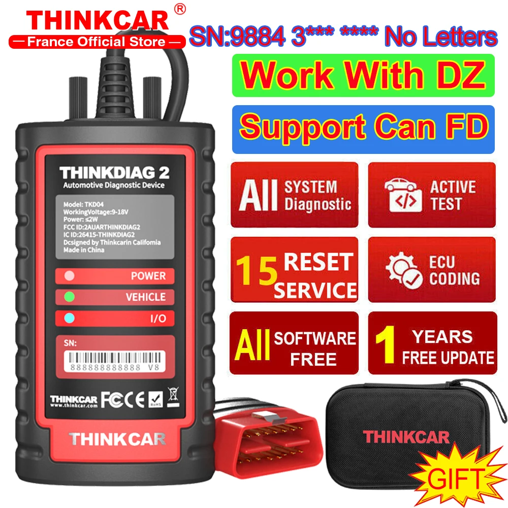 Thinkdiag 2 Ediag plus obd2 Car diagnostic tool add CAN FD protocol Bluetooth 5.0 ECU coding Active test All system OBD2 scanner