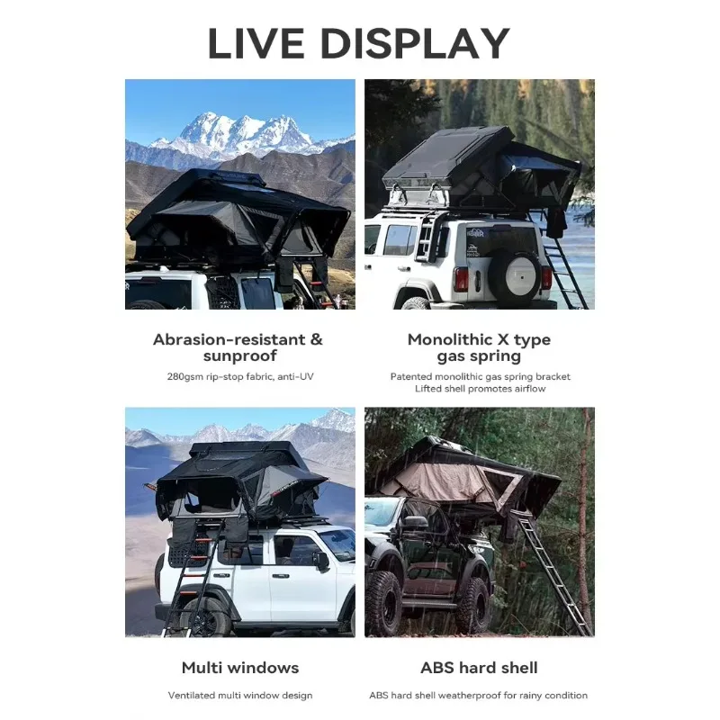 Custom ABS Hard Shell SUV Rooftop Tent Waterproof Pop-Up Car Roof Tent for Camping