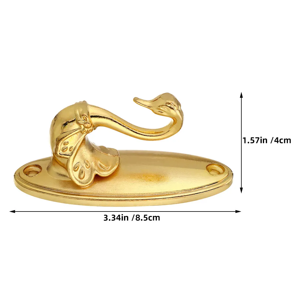 4Pcs Swan Shape Alloy Curtain Holdback Hooks Heavy Duty Decorative Wall Mounted Drapery Tiebacks for Living Room Bedroom Gold