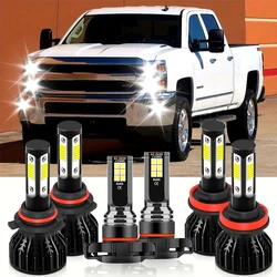 For Chevy Silverado 1500 2500 2007-2014 2015 LED Headlight 120W High Low Beam Bulb 9005 H11 Super White Bright 12V Fog Lamp 5202