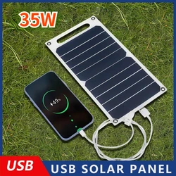 35W Solar Panel With USB Waterproof Outdoor Hiking And Camping Portable Battery Mobile Phone Charging Bank Charging Panel 6.8V