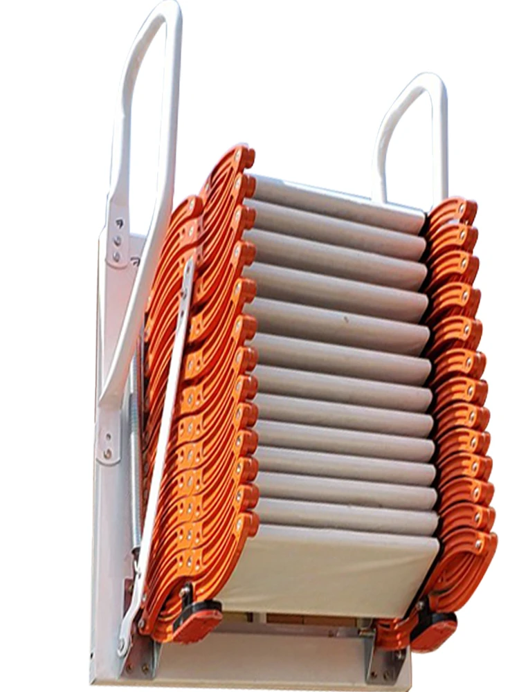 Attic telescopic staircase outdoor household platform duplex partition thickened wall hanging folding lifting small