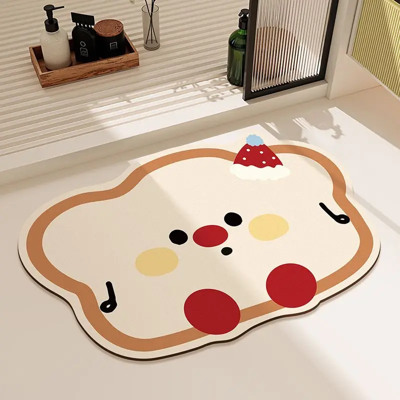 VIKAMA Cartoon Apple Bathroom Floor Mat, Easy-To-Clean And Anti-Slip Entrance Floor Mat, Entrance Hall Carpet, Home Decoration