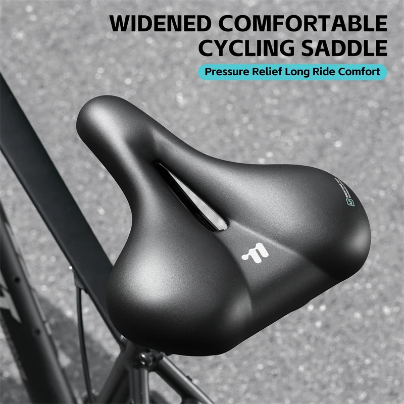 WEST BIKING Widened Gel Shock Absorbing Saddle Hollow Breathable PU Seat Cushion for MTB Road Folding Bike