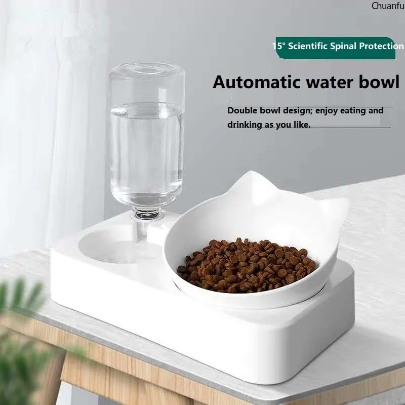 New Double Dog Cat Bowls Water and Food Bowl Pet Food Water Dispenser Drinking Fountain Dogs Water Dispenser GS06