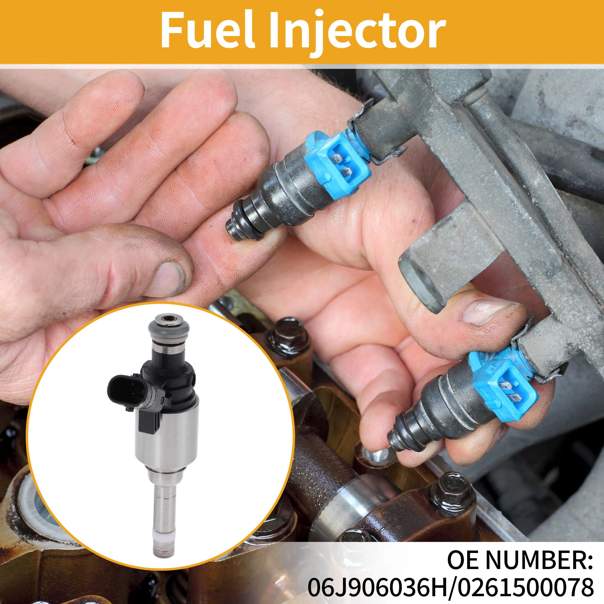 UXCELL 1 ชิ้น หมายเลข 06J906036H/0261500078 หัวฉีดน้ำมันเชื้อเพลิงสำหรับรถยนต์ออดี้ A4 ปี 09-15 หัวฉีดน้ำมันเครื่องยนต์