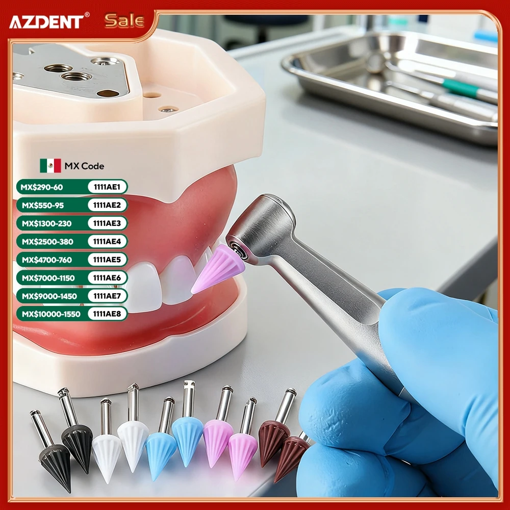 

AZDENT 10 шт./упак. стоматологическая силиконовая резиновая коническая полировальная чашка Prophy Cup RA2,35 мм в форме зонтика, щетка для полировки угла