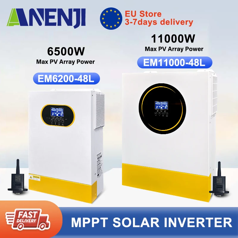 ANENJI 11KW 6.2KW onduleur solaire 48V sur réseau hors réseau onduleur hybride intégré MPPT 160A/120A contrôleur de Charge solaire avec BMS