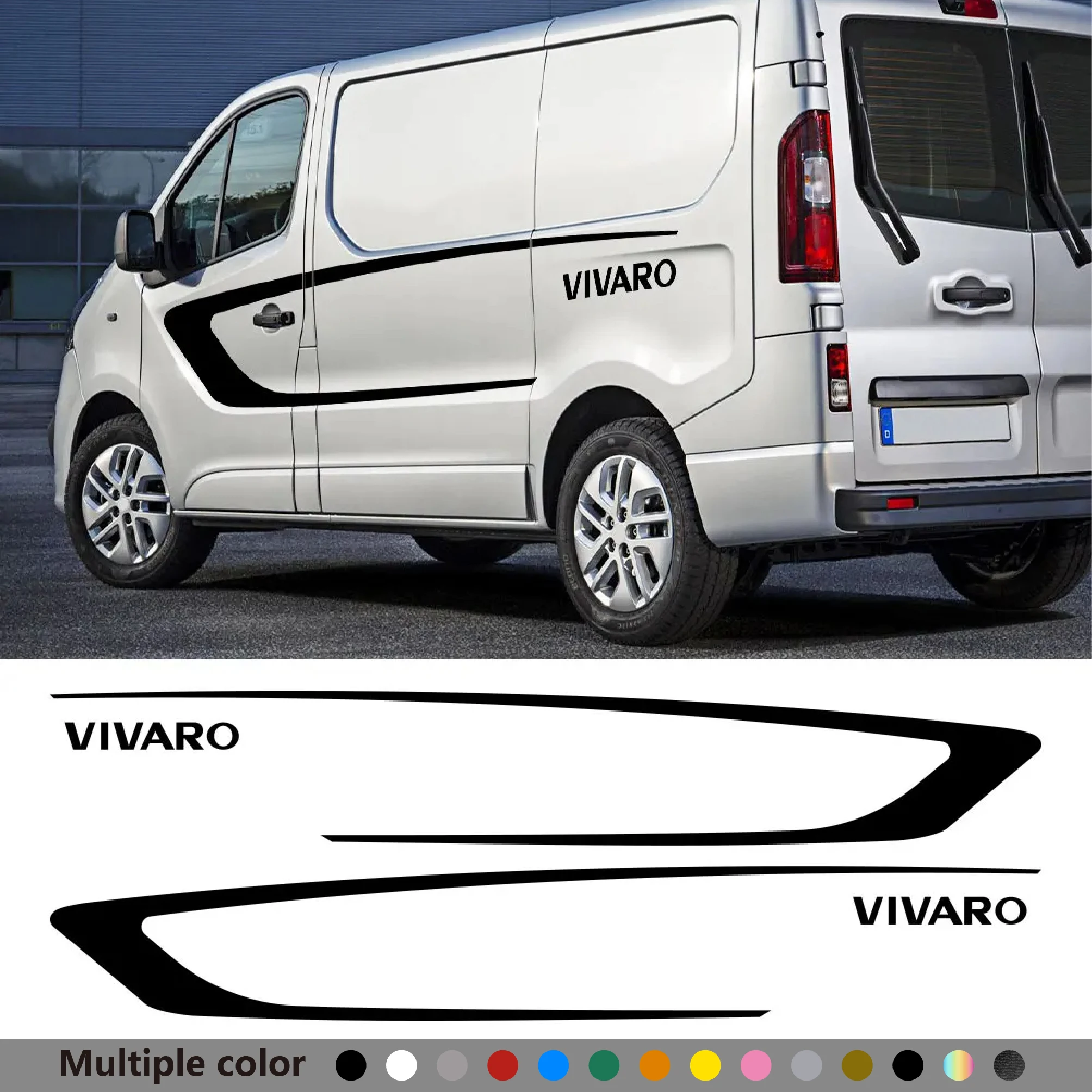 

2PCS Car Side Door Stickers For Vauxhall Opel Vivaro Decor Auto Accessories Camper Van Tuning Vinyl Film Decals