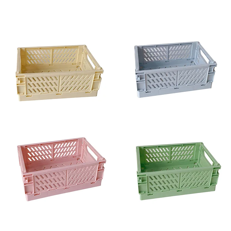 Color Organizing Storage Baskets Case Folding Student Desktop Basket Stationery Plastic Foldable Container Storage Box