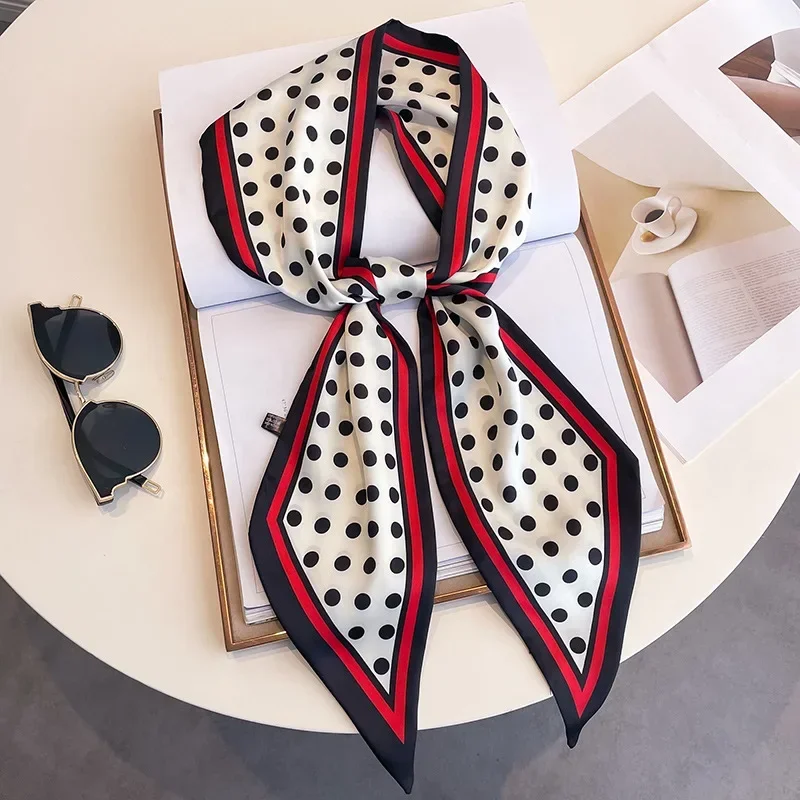 

New Fresh Style Luxury Hair Scarf Long Fashion Women Headband Brand Silk Bag Ribbon Design Wrist Towel Foulard Neckerchief