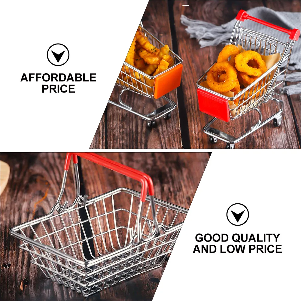 

Creative Iron Snack Fries Basket Portable Handle Pretend Play Shopping Cart Toys Storage Clothes Books Puzzles Building