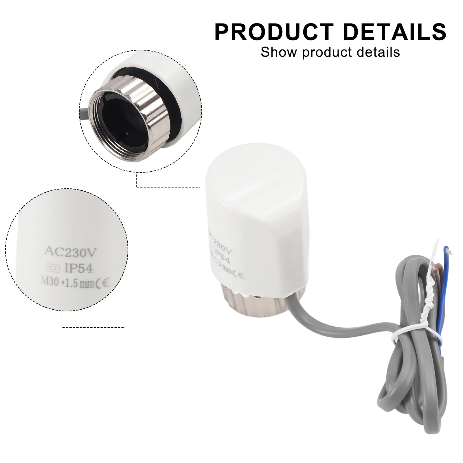 AC 230V Electric Thermal Actuator 90mm Line M30x1.5mm For Floor Heating Radiator Valve Heating Actuator Easily adjust & control