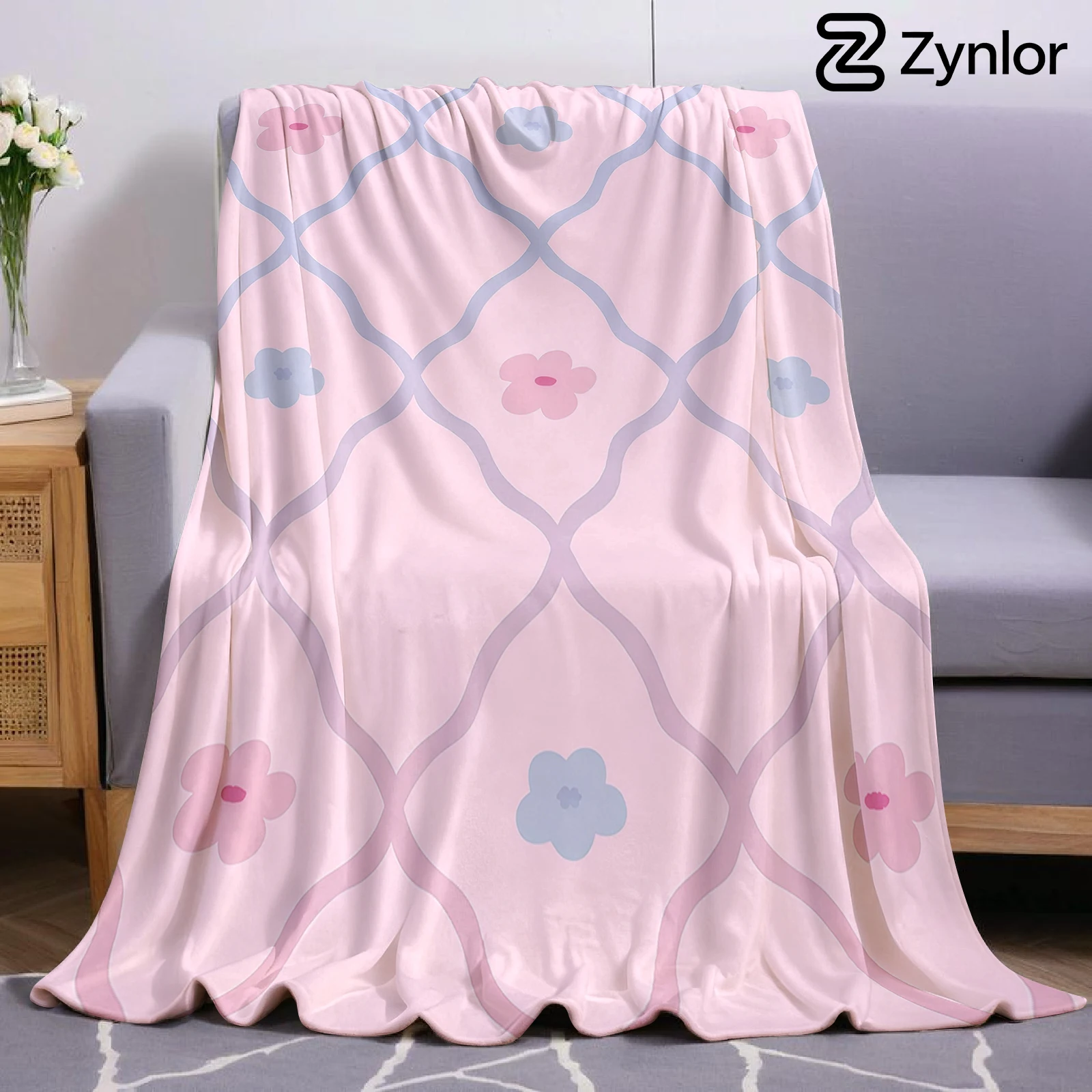 Lattice Floral Ultra Soft Sherpa Fleece Blanket Fluffy Warm Halloween Cozy Throw for Sofa Couch Bedroom Gift All season