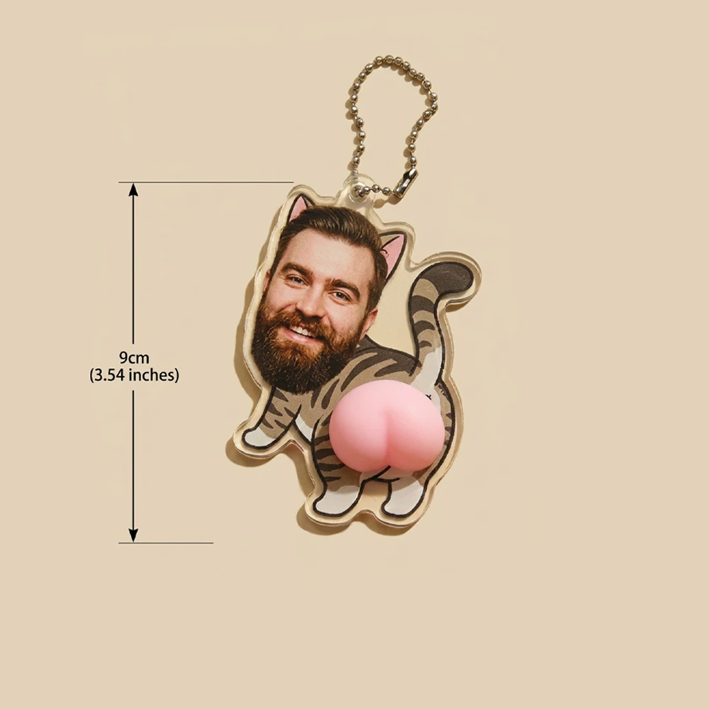 Custom Photo Cat Squeeze Fidget Keychain, Squishy Stress Relief Keychain , Key Organizer, Novelty Gift, Daily Stress Relief