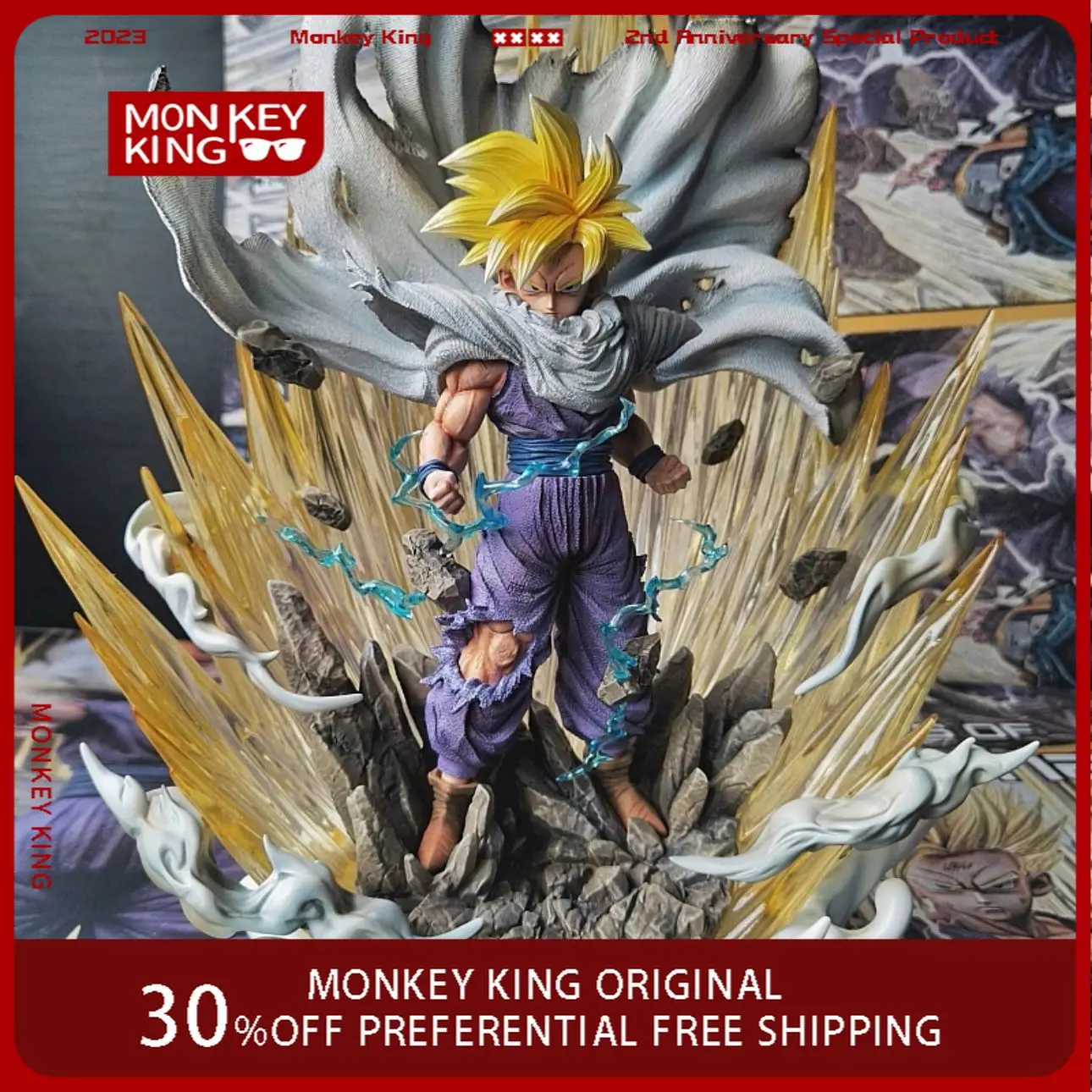 41cm Dragon Ball Anime Figure Son Gohan Glow You Need Prepare It Yourself AA Size Battery Peripheral PVC Model Desktop Gift Toys