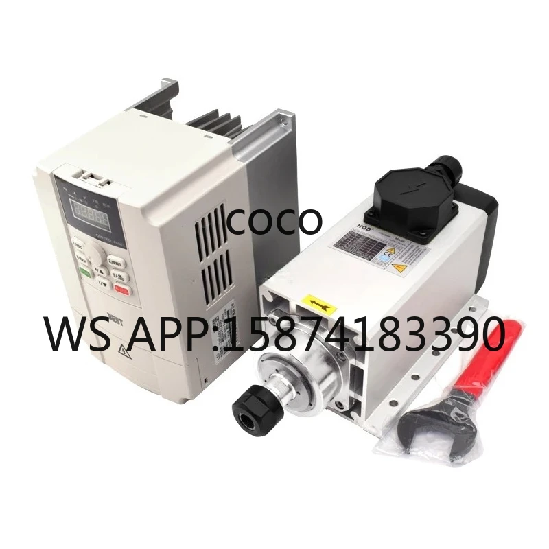 3.5KW HQD Air Cooled Spindle Motor + 4KW VFD Inverter, 300Hz Flange Mount for Woodworking CNC