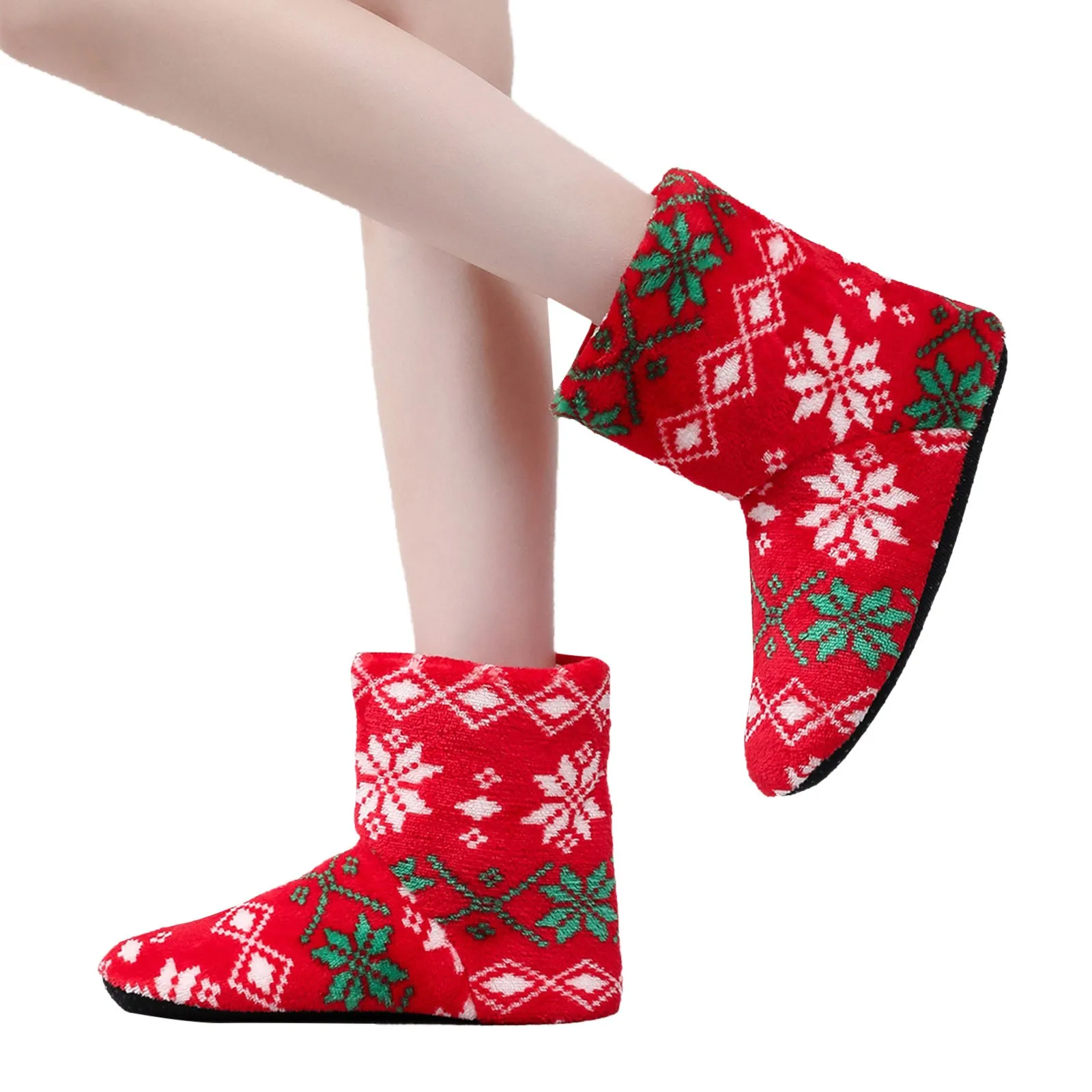 Womens Slippers Winter Floor Shoes Indoor Home Christmas Elk Fur Plush Anti Skid Non Slip soft deer Warm Female Boots