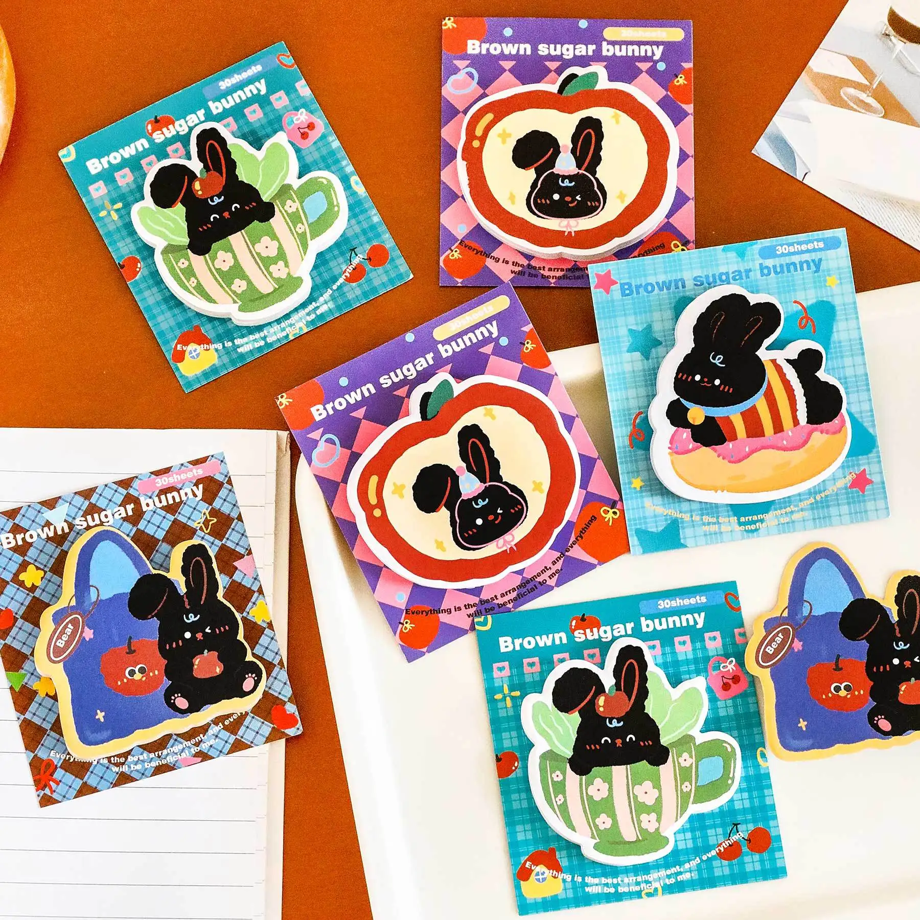 لوحة مذكرة على شكل أرنب كرتوني، وسادات كتابة ملاحظات لاصقة للأطفال، طلاب المكاتب المدرسية، ورق رسائل المفكرة #2