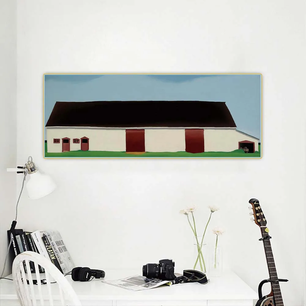 

Georgia O‘Keeffe " White Barn With Cart " Canvas Oil Painting Aesthetics Artwork Print Picture Decor Home Living Room Decoration