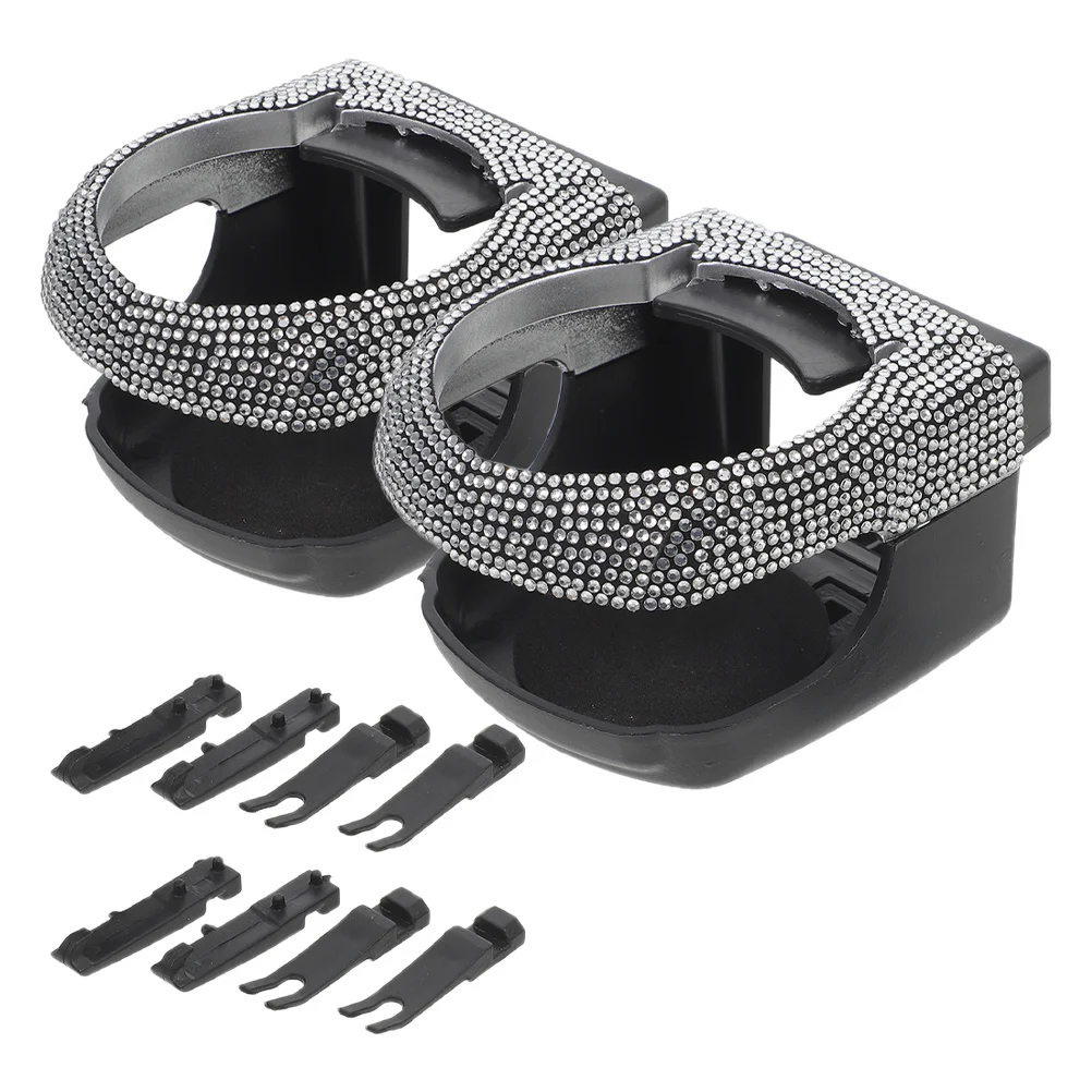 

2pcs Car Water Bottle Holder Rhinestone Air Vent Cup Mount Multi-Functional Drink Stand For Suv Truck Automotive Beverage