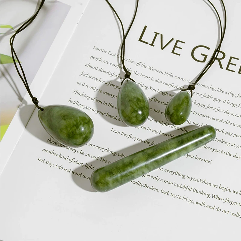 Green Jade Yoni Egg Set Jade Eggs Women Kegel Exerciser Feminine Muscles Tightening Hygiene Health Care Massage Stone