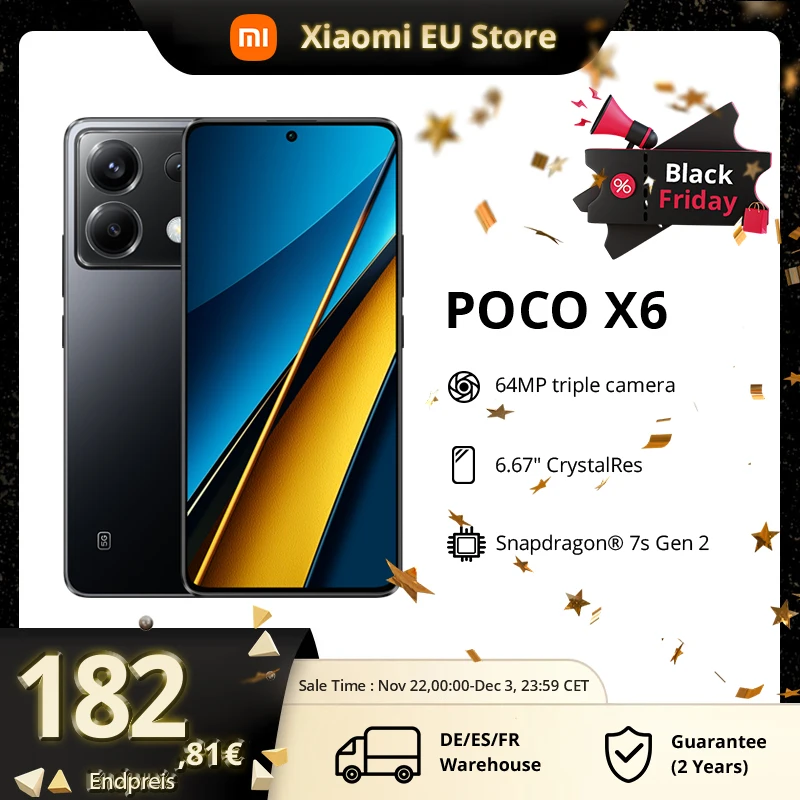 Global Version POCO X6 5G NFC Snapdragon 7s Gen 2 120Hz Flow AMOLED Display Smartphone 64MP Camera with OIS NFC 67W Charging